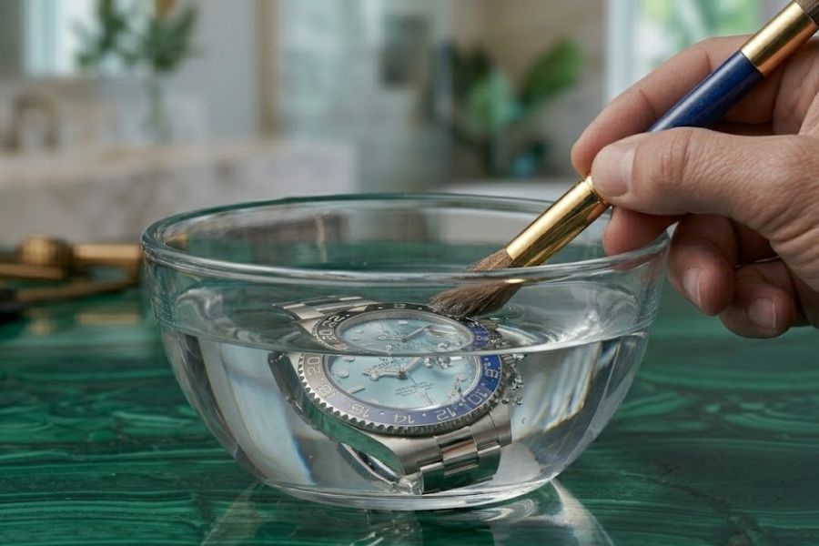 cleaning rolex dive bezel saltwater warm soak