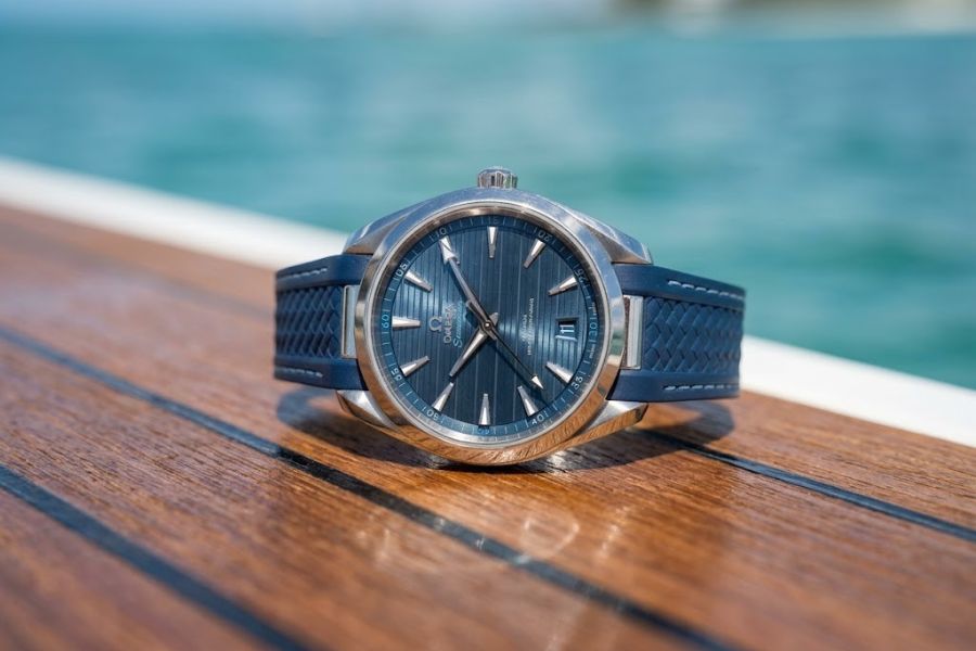 omega seamaster aqua terra blue dial boat deck florida omega seamaster aqua terra blue dial boat deck florida